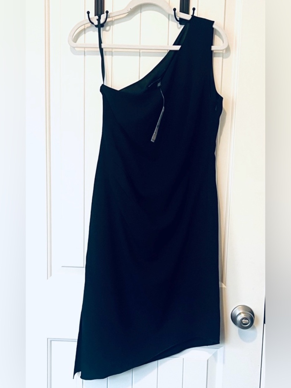 White House Black Market Asymmetrical Black Dress - 8p